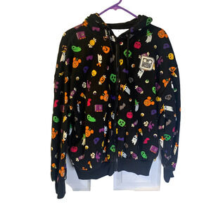 Disney Adults Halloween Hoodie Size S Patch Black 100% Cotton Pumpkins Ghosts